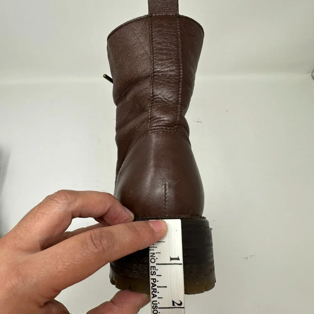 Boemos Genuine Shearling Women's Boots Leather Lace Up Fold Down Size 39